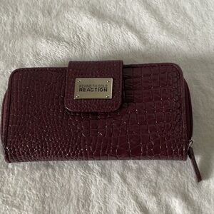 Kenneth Cole Reaction Red Wallet Croc-Embossed Zip-Around